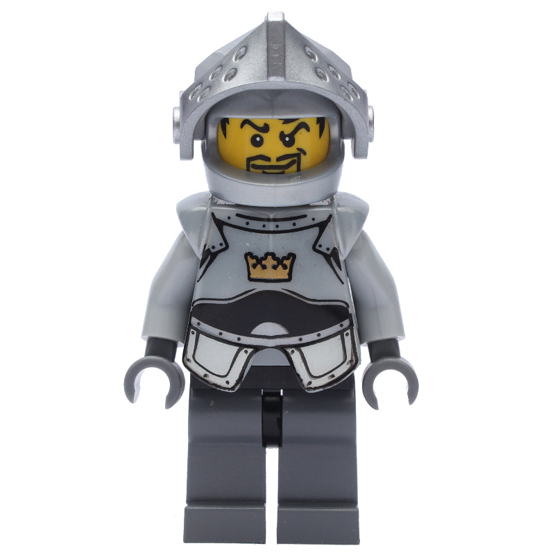fig-009538 – Knight - Crown Symbol, Pearl Grey Breastplate, Dark Bluish Grey legs
