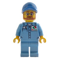 fig-009543 – Man, Medium Blue Shirt with Octan Logo, Medium Blue Legs, Blue Cap, Beard and Glasses