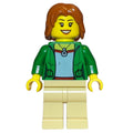 fig-009548 – Woman, Open Green Jacket with Necklace, Dark Orange Hair