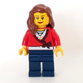 fig-009551 – Woman, Cardigan Tied with Bow and Necklace, Dark Blue Legs, Reddish Brown Hair