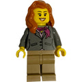 fig-009557 – Woman, Dark Bluish Gray Jacket with Magenta Scarf, Dark Tan Legs, Dark Orange Hair