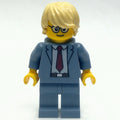 fig-009569 – Man, Sand Blue Suit with Red Tie, Tan Hair, Glasses