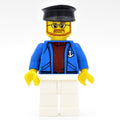 fig-009588 – Sailor, Open Blue Jacket with Anchor over Dark Red Sweater, White Legs, Black Hat, Beard and Glasses