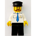 fig-009597 – Ship Captain, White Shirt with Anchor and Tie, Black Legs, Black Hat, Beard