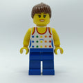 fig-009603 – Woman, White Vest with Stars, Blue Legs, Reddish Brown Hair