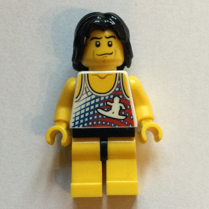 fig-009605 – Surfer, White Tank Top with Surfer, Yellow Legs, Black Hair