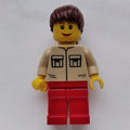 fig-009616 – Woman, Tan Shirt with Two Pockets, Red Legs, Reddish Brown Hair
