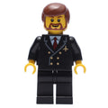 fig-009626 – Pilot, Black Suit with Tie and Airplane Badge, Reddish Brown Hair, Beard