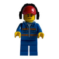 fig-009642 – Ground Crew, Blue Jacket with Orange Stripes, Red Cap with Ear Defenders