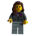 fig-009645 – Woman, Dark Bluish Gray Jacket with Magenta Scarf, Light Bluish Gray Legs, Reddish Brown Hair