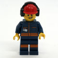 fig-009653 – Ground Crew, Dark Blue Jumpsuit, Red Hard Hat with Ear Defenders