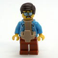 fig-009656 – Man, Open Dark Azure Hawaiian Shirt, Dark Orange Legs, Dark Brown Hair, Baby Carrier