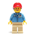 fig-009661 – Ground Crew, Medium Blue Shirt with Octan Logo, Tan Legs, Red Cap with Hair