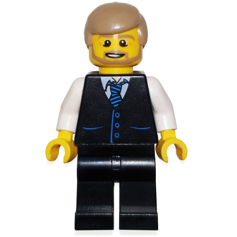 fig-009667 – Man, Black Vest with Tie, Dark Tan Hair, Beard