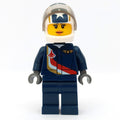 fig-009672 – Pilot, Woman, Dark Blue Jumpsuit with Plane and Wings Badge, White Helmet with Stars and Visor