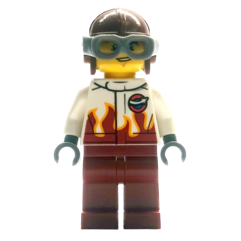 fig-009675 – Pilot, White and Dark Red Jumpsuit, Helmet with Goggles