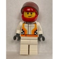 fig-009685 – Racer, White and Orange Jumpsuit, Red Helmet with Visor