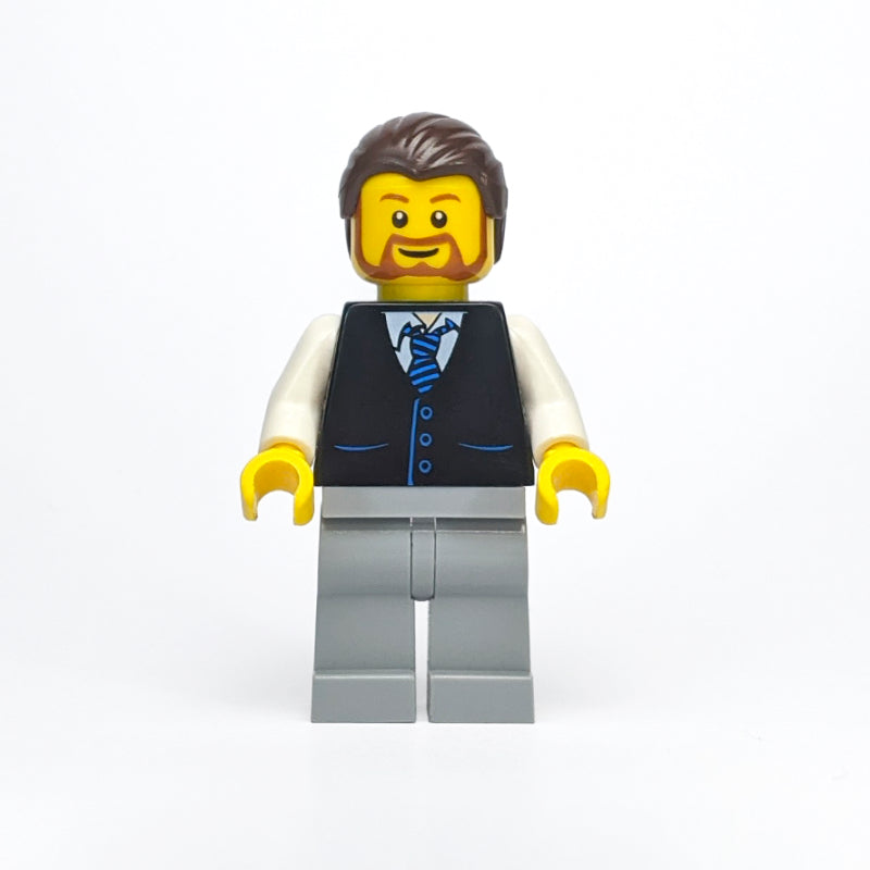 fig-009696 – Man, Black Vest with Tie, Dark Brown Hair, Beard