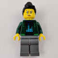 fig-009706 – Woman, Open Dark Green Hoodie, Black Hair