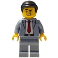 fig-009707 – Man, Sand Blue Suit with Red Tie, Black Hair