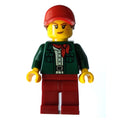 fig-009710 – Woman, Open Dark Green Jacket with Red Neckerchief, Dark Red Legs, Red Cap with Hair