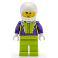 fig-009714 – Racer, Lime and Dark Purple Jumpsuit, White Helmet with Visor