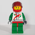 fig-009718 – Racer, White and Green Jumpsuit with Octan Logo, Red Helmet with Visor