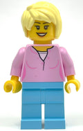 fig-009721 – Woman, Bright Pink Top, Medium Azure Legs, Bright Light Yellow Hair