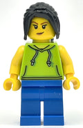 fig-009724 – Woman, Lime Hoodie, Blue Legs, Black Hair