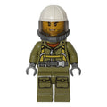 fig-009725 – Volcano Explorer, Man, Olive Green Jumpsuit with Straps, White Hard Hat with Visor, Breathing Apparatus, Airtanks, Stubble