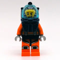 fig-009736 – Diver, Man, Dark Blue and Orange Wetsuit, Dark Blue Diving Helmet with Visor