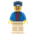 fig-009751 – Ship Captain, Open Blue Jacket with Anchor over Dark Red Sweater, Tan Legs, Dark Blue Hat, Goatee Beard