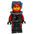 fig-009753 – Diver, Woman, Black and Red Wetsuit with Gauges, Red Helmet with Mask