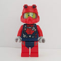 fig-009764 – Diver, Man, Red and Dark Blue Wetsuit with Straps and Gauges, Red Diving Helmet, Airtanks, Beard