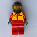 fig-009766 – Racer, Red and Orange Jumpsuit, Black Helmet with Visor