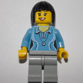 fig-009770 – Woman, Medium Blue Polo Shirt with Necklace, Light Bluish Gray Legs, Black Hair