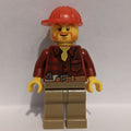 fig-009773 – Lumberjack, Dark Red Flannel Shirt, Red Cap, Beard