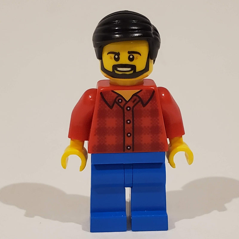 fig-009783 – Man, Red Flannel Shirt, Blue Legs, Black Hair, Beard
