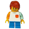 fig-009793 – Boy, White Top, Short Dark Azure Legs, Dark Orange Hair