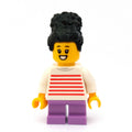 fig-009798 – Girl, White and Red Striped Top, Short Medium Lavender Legs, Black Hair