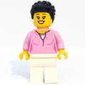 fig-009802 – Woman, Bright Pink Top, White Legs, Black Hair