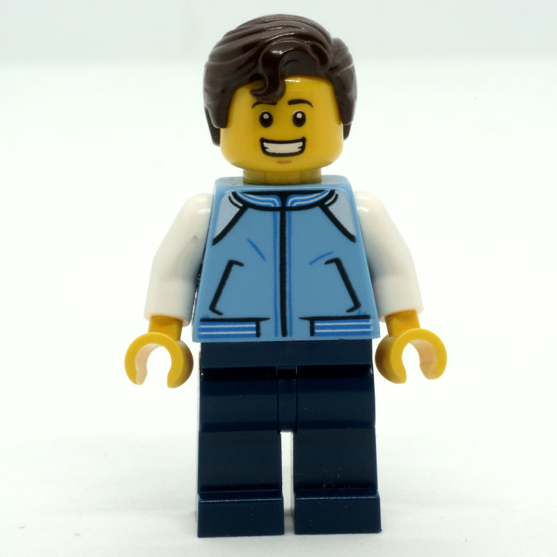 fig-009804 – Man, Medium Blue Jacket, Dark Blue Legs, Dark Brown Hair