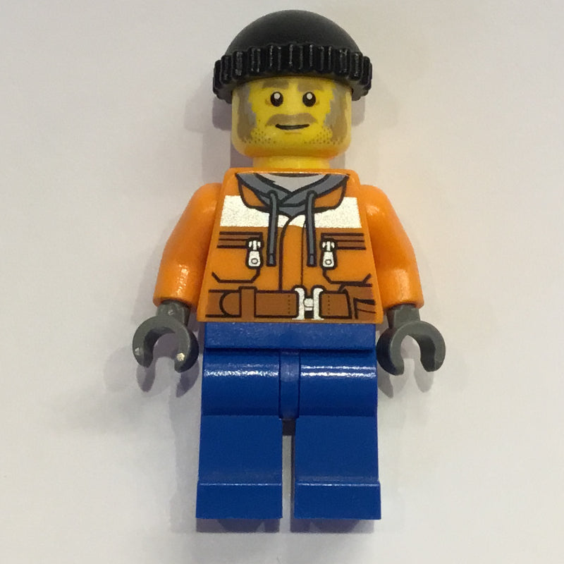fig-009826 – Worker, Orange Safety Jacket over Hoodie, Blue Legs, Black Hat, Moustache
