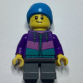 fig-009827 – Boy, Dark Purple Jacket, Short Dark Bluish Gray Legs, Dark Azure Beanie Hat