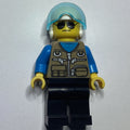 fig-009828 – Pilot, Dark Tan Vest with Zippers and Pouches, Black Legs, White Helmet with Visor, Sunglasses
