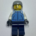 fig-009832 – Man, Bright Light Blue Letterman Jacket, Dark Blue Legs, Light Bluish Gray Helmet