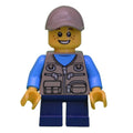 fig-009836 – Boy, Dark Tan Vest with Zippers and Pouches, Short Dark Blue Legs, Dark Tan Cap