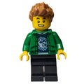 fig-009845 – Man, Open Green Jacket, Black Legs, Medium Nougat Hair