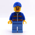 fig-009855 – Worker, Blue Jacket with Orange Stripes, Medium Blue Legs, Blue Cap, Goatee Beard