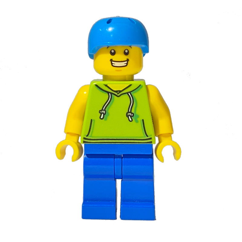 fig-009859 – Man, Lime Hoodie, Blue Legs, Dark Azure Helmet